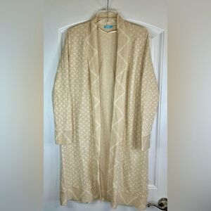 J.McLaughlin Marguerite Cardigan Beige And Cream Print Fringe Women’s Size M